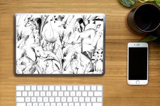 Sticker pour ordinateur portable - 11,6 pouces - Aquarelle - Animaux - Plantes - Jungle - Garçons - Filles - Enfants - 30x21cm - Autocollants pour ordinateur portable - Skin pour ordinateur portable - Housse