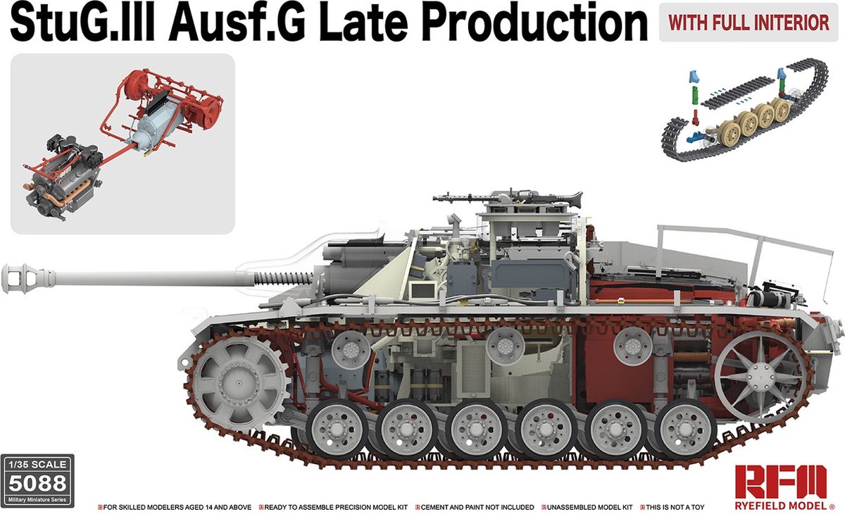 Rye Field Model Modelbouwpakket Militaire voertuigen - 5088 StuG.III Ausf.G Late Production with full interior Plastic - 1:35 - Modelbouw