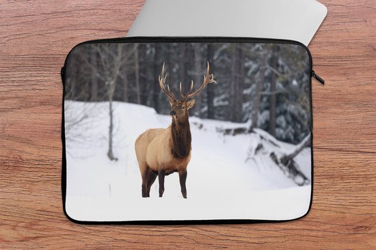 Pochette ordinateur 13 pouces 34x24 cm - Cerf - Pochette Macbook & Laptop Deer in the snow - Pochette ordinateur avec photo