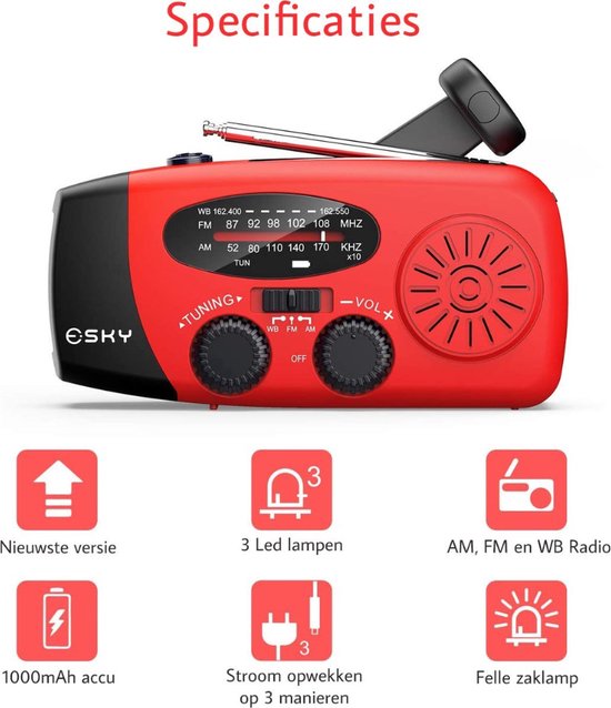 Metronic 477216 Emergency Solar Radio, FM/MW Radio with Crank, Portable