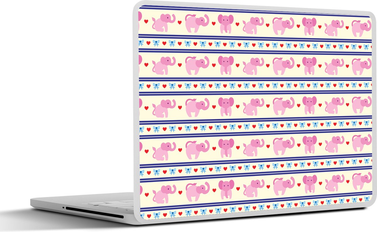 Laptop sticker - 17.3 inch - Roze - Olifant - Lijn - Design - 40x30cm - Laptopstickers - Laptop skin - Cover
