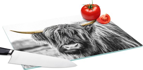 Planche à découper en Verres - 39x28 - Highlander écossais - Vache - Zwart - Or - Planches à découper en Glas