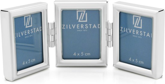 Zilverstad - Fotolijst Mini 4x5 cm metaal portret - pasfoto 3-luik