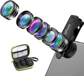 DrPhone APEX 6 en 1 Set' objectifs d'appareil photo pour téléphone - objectif fish eye - objectif super grand angle - objectif macro - objectif filtre Star - Zwart