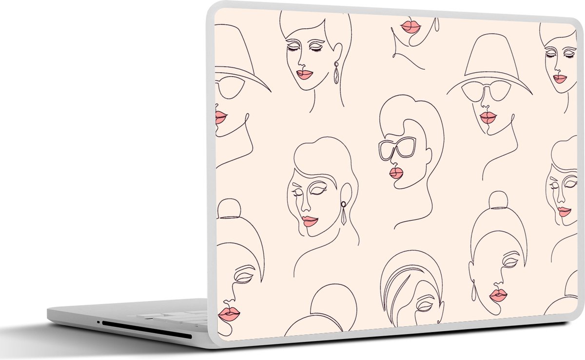 Laptop sticker - 12.3 inch - Vrouw - Line Art - Patronen - Pastel - 30x22cm - Laptopstickers - Laptop skin - Cover