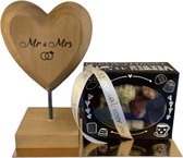 Wooden Heart - Mr & Mrs - Bonbons - Lint: Speciaal voor jou - Cadeauverpakking