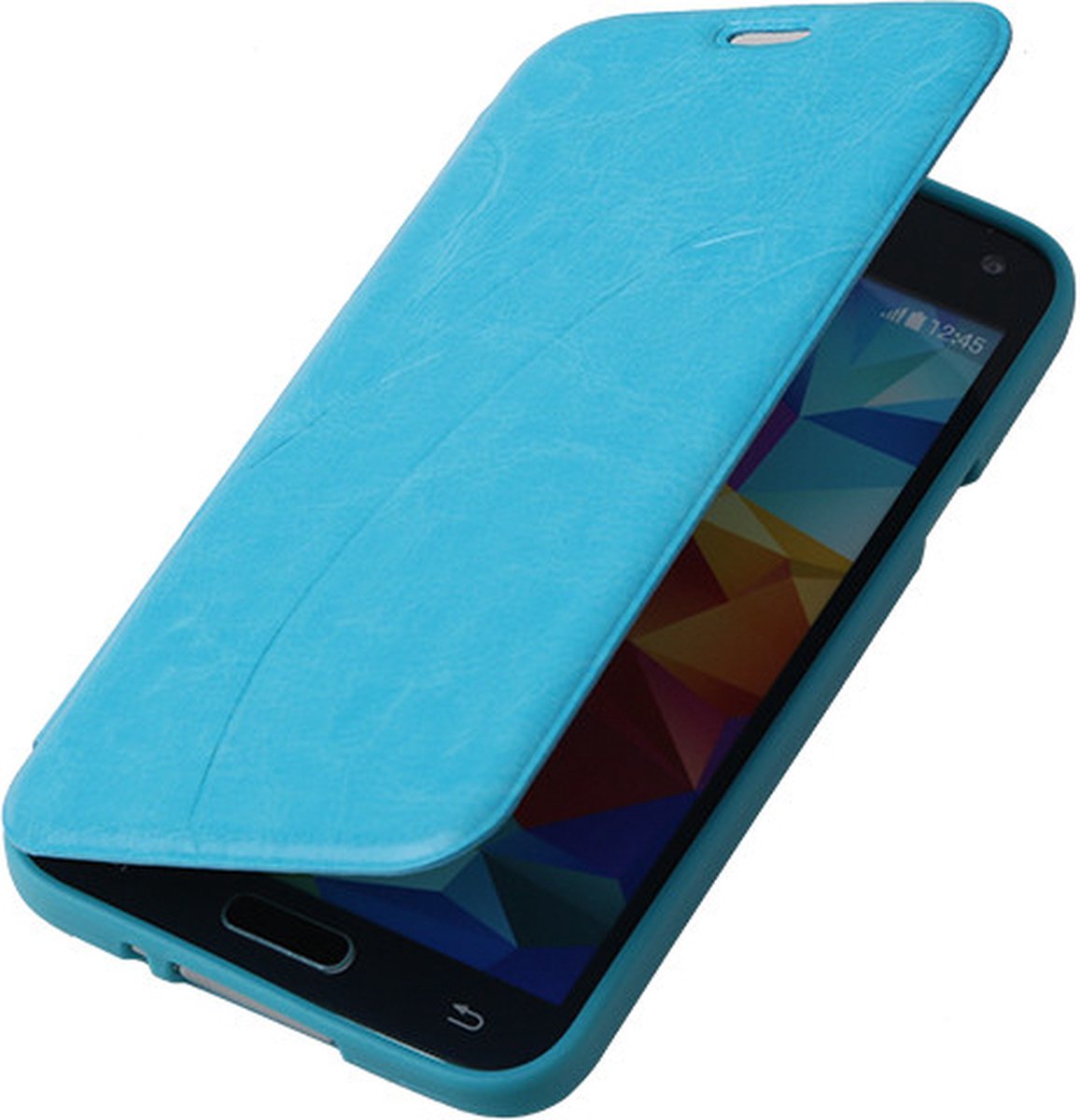 Bestcases Turquoise TPU Book Case Flip Cover Motief Hoesje Samsung Galaxy S5