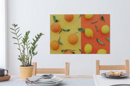 Toile oranges et citrons 2cm 60x40 cm - Tirage photo sur toile (Décoration murale salon / chambre)