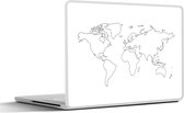 Sticker pour ordinateur portable - 11,6 pouces - Carte du Wereldkaart - Simple - Zwart - Wit