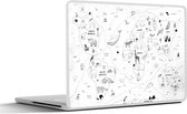Laptop sticker - 17.3 inch - Wereldkaart - Kinderen - Wit - Zwart - 40x30cm - Laptopstickers - Laptop skin - Cover