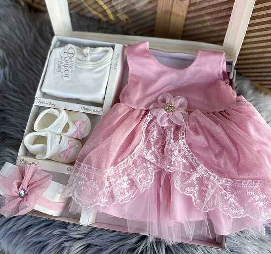 Baby jurk -luxe feestjurk-doopjurk - doopkleding -organza jurk-Frans  borduurwerk-... | bol.com