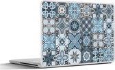 Laptop sticker - 13.3 inch - Design - Bloem - Blauw - Figuren - 31x22,5cm - Laptopstickers - Laptop skin - Cover
