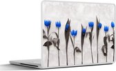Laptop sticker - 10.1 inch - Bloemen - Tulpen - Blauw - 25x18cm - Laptopstickers - Laptop skin - Cover