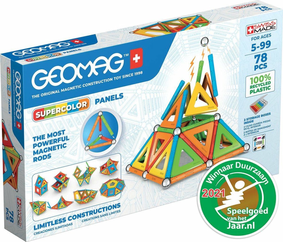 Geomag Super Color Recycled - Magnetisch Constructiespeelgoed met Panelen - 78-delig - Vanaf 5 jaar — afbeelding 11