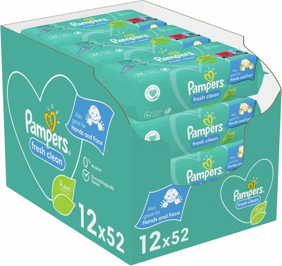 Pampers Fresh Clean Billendoekjes - 12 x 52 Doekjes | bol.com