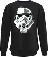Star Wars - Stormtrooper Hoofd Zwart Heren Sweat met Ronde Kraag - L