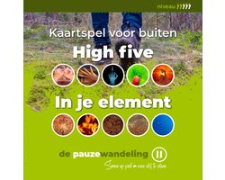 De pauzewandeling combi thema's High Five en In je element - coaching - wandelcoaching - kaartspel voor buiten - gesprekskaarten - cadeau - teambuilding - training