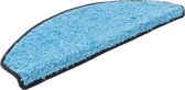 Tapis d'escalier Karat Shaggy - Barcelona - Auto-adhésif - Bleu clair - Demi-rond - 23,5 x 65 cm