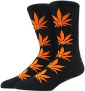 Wietsokken - Cannabissokken - Wiet - Cannabis - Zwart-oranje - Unisex sokken - Maat 36-45