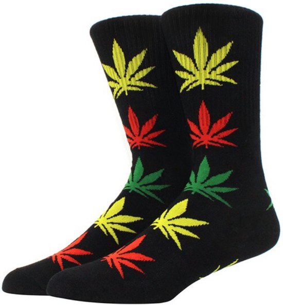 Wietsokken - Cannabissokken - Wiet - Cannabis - rood-zwart-geel-groen - Unisex sokken - Maat 36-45