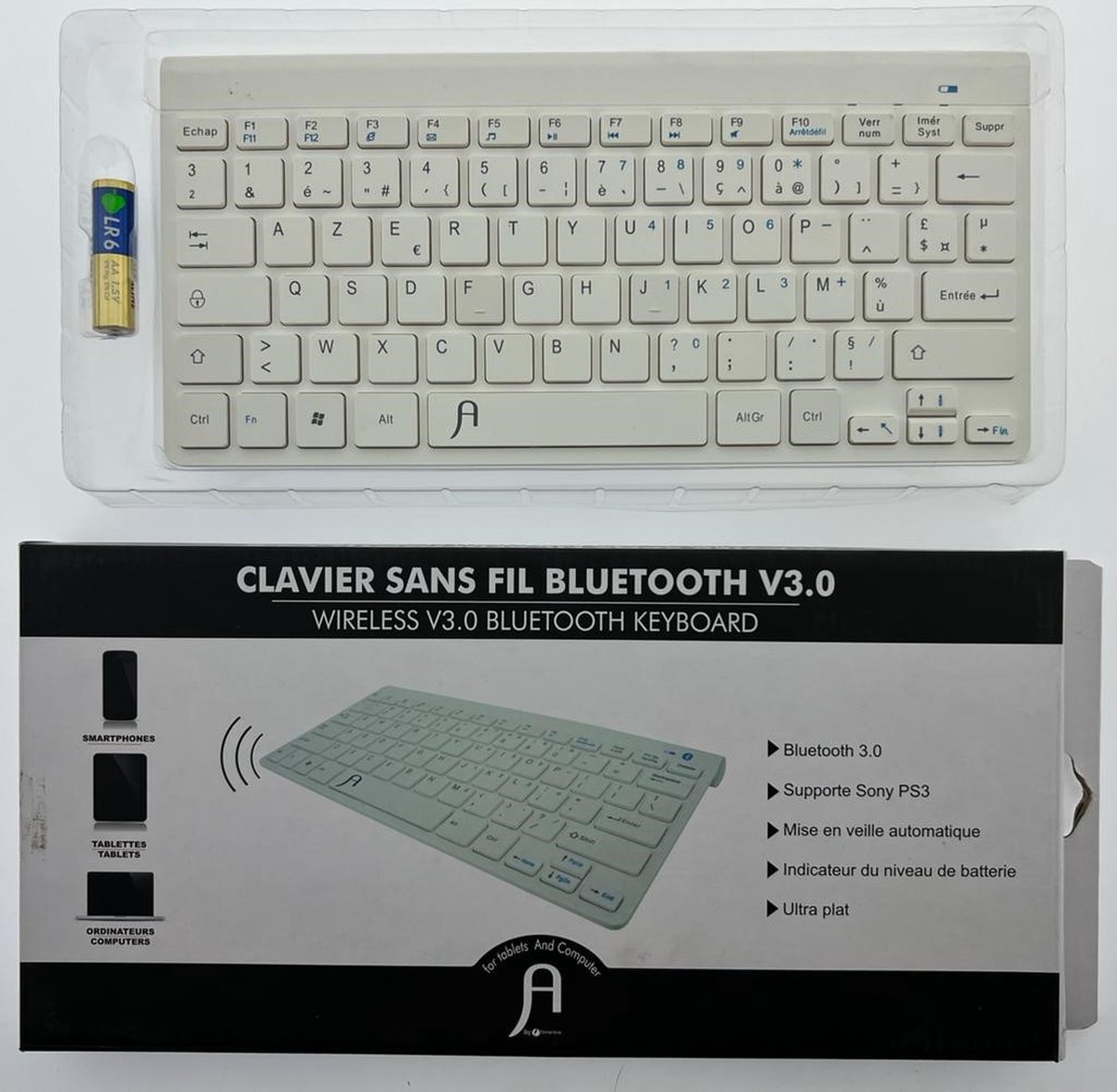 Belgique : clavier universel sans fil Bluetooth AZERTY BELGIAN, blanc,  marque i12Cover | bol