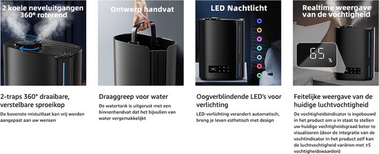CONOPU Luftbefeuchter, 6L Luftbefeuchter Schlafzimmer für Große Räume