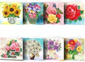 Diamond Painting Kaarten Bloemen - 8 stuks - Compleet Hobbypakket - Inclusief Enveloppen