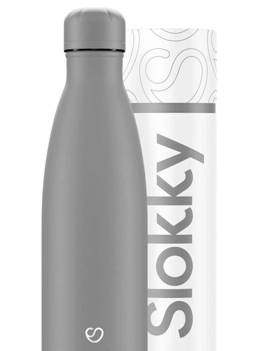 Slokky - Mono Grey Thermosfles & Dop - 500ml