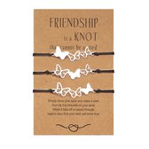Bixorp Friends Vriendschapsarmbandjes voor 3 met Zilverkleurige Vlinders - BFF Armband Meisjes - Best Friends Armband Vriendschap Cadeau voor Drie