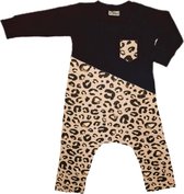 Onesie zwart met panter bruin