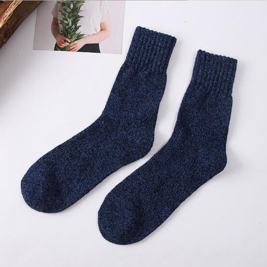Huissokken - Huissokken Dames - Wollen Sokken - Thermosokken - Warme Sokken - Winter Sokken - Blauw - 1 Paar