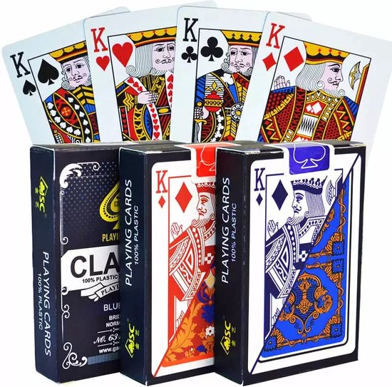 Thumbnail van een extra afbeelding van het spel 2x Plastic Speelkaarten | Waterdicht | Volwassenen | Poker | Rood + Blauw