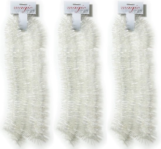 Kerstslinger - dun - wit - 700 x 3.5 cm - guirlande folie - kerst versiering | Fun en Feest