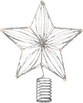 Sapin de Noël étoile/topper avec éclairage LED blanc chaud 25 cm avec 12 lumières - Pics illuminés LED - Décorations de Noël