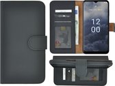 MoDo hoesje voor Nokia G60 - Echt Leer Book Case - Zwart