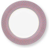 Pip Studio Flower Festival - dinerbord (1) - 26,5cm -  Scallop - rood / lichtblauw bord