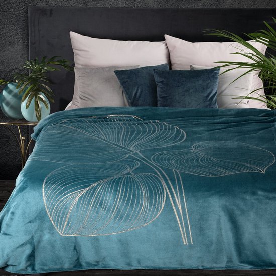 Oneiro’s Luxe Plaid BLANCA turquoise - 150 x 200 cm - wonen - interieur - slaapkamer - deken – cosy – fleece - sprei