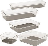 Range- Bestekbak/ organisateur de cuisine 1 compartiment Tidy Smart gris plastique transparent 23,2 x 16 x 4,5 cm
