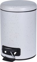 Witte vuilnisbak/pedaalemmer met spikkels 3 liter - Vuilnisemmers/vuilnisbakken/pedaalemmers/prullenbakken voor toilet