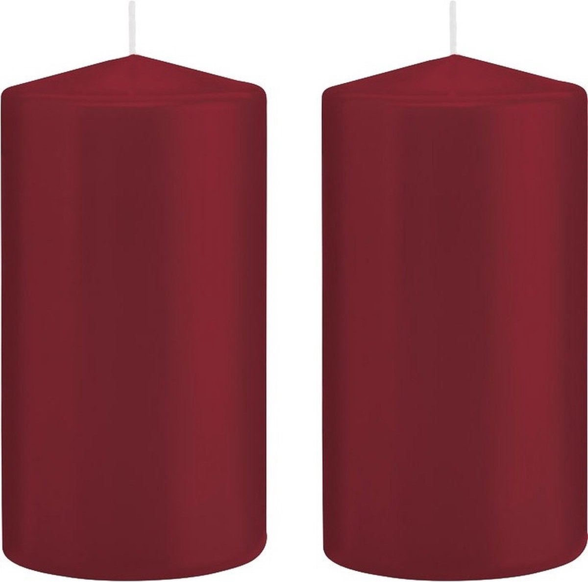 Trend Candles Cilinderkaars/stompkaars - 2x - bordeauxrood - 8 x 15 cm - 69 branduren - horeca kaarsen Bordeaux rood