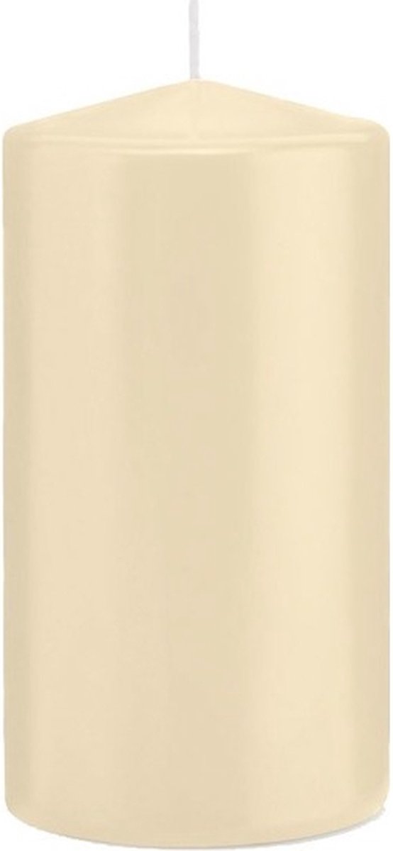 Trend Candles Cilinderkaars/stompkaars - cremewit - 8 x 15 cm - 69 branduren - horeca kaarsen
