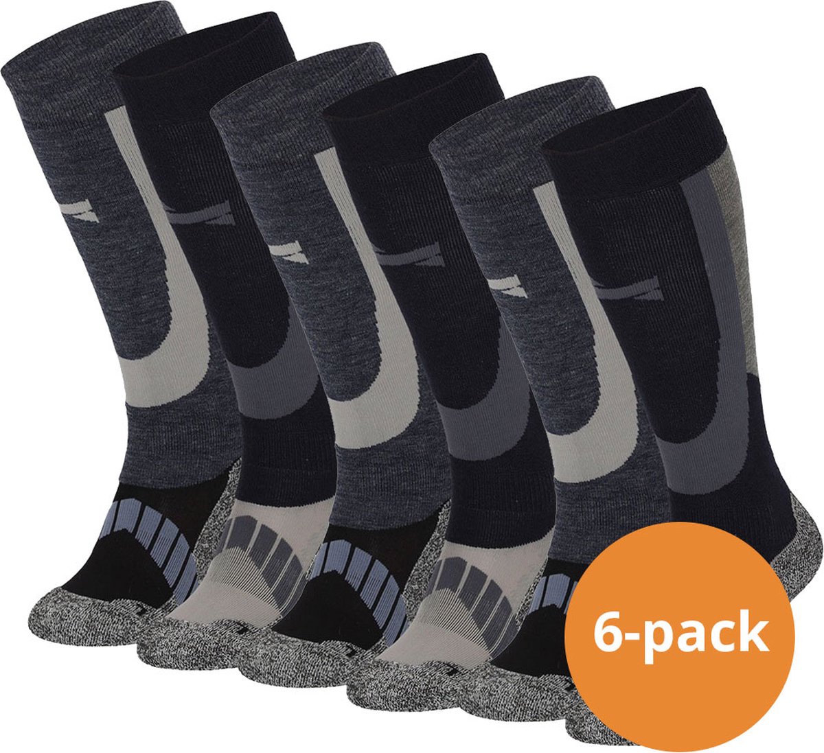 Xtreme Skisokken 6 paar unisex skikousen kniehoogte Multi Blauw