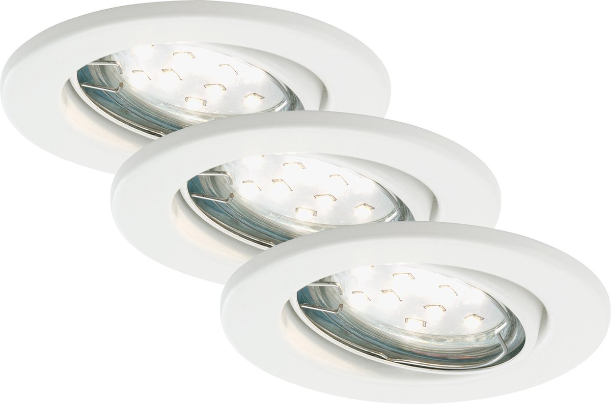 Briloner Leuchten FIT MOVE - LED inbouwarmatuur - 7225- 036 - set van 3 - zwenkbare spot - warm wit 3000K - 3W - 250 lm - IP23 - 20.000 uur - Ø8,6 x 7 cm