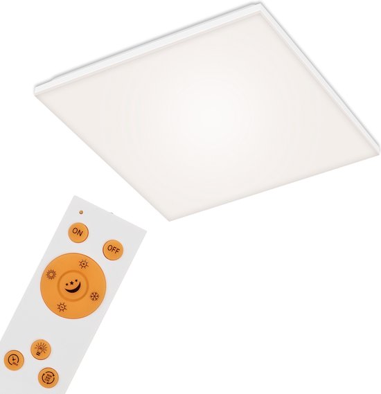 Briloner Leuchten - LED-paneel, LED-plafondlamp dimbaar, frameloos, kleurtemperatuurregeling, incl. afstandsbediening, 24 Watt, 2.800 lumen, wit
