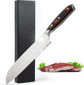 Couteau de Chef Dymund - Couteau de Cuisine Professionnel Martelé - Couteau Tranchant Rasoir Japonais - Acier Inoxydable - 18 cm