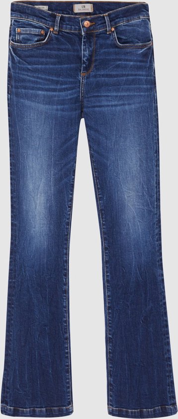 Een donkerblauwe flared jeans van LTB Jeans, met lichte wassing.