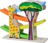 Teamson Kids Houten Ramp Racebaan Speelgoed - Klik Klak - Kinderspeelgoed - Peuter-Speelgoed - Safari Dieren