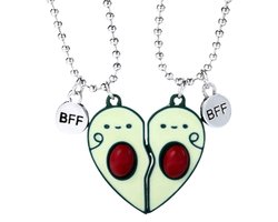 Bixorp Friends BFF Ketting voor 2 met Avocado Hartje - Avocado's Koord Vriendschapsketting - Twee Helften Best Friends - Voor Meisjes - Best Friends Ketting Vriendschap Cadeau voor Twee