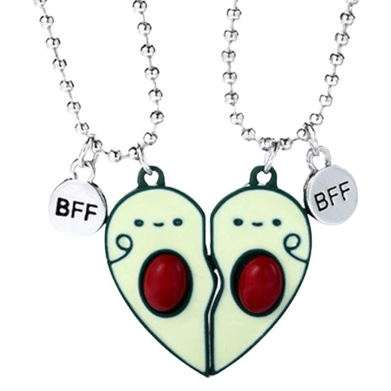 Bixorp Friends BFF Ketting voor 2 met Avocado Hartje - Avocado's Koord Vriendschapsketting - Twee Helften Best Friends - Voor Meisjes - Best Friends Ketting Vriendschap Cadeau voor Twee