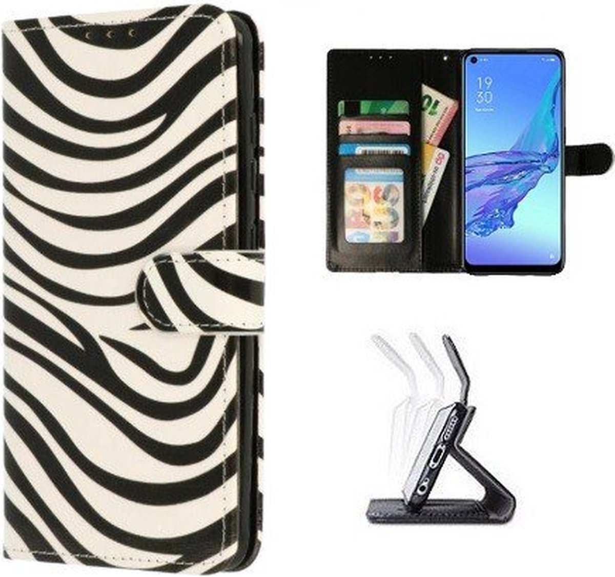 Oppo A53 Hoesje Met Pasjeshouder Bookcase Zebra